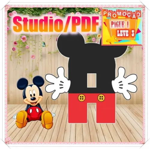 Arquivo de corte Alfabeto 3D - Mickey *Studio/PDF