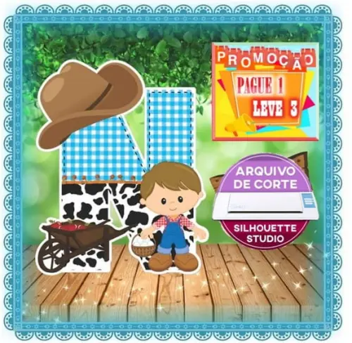 Arquivo de corte Alfabeto 3D -Fazendinha Menino *Studio*