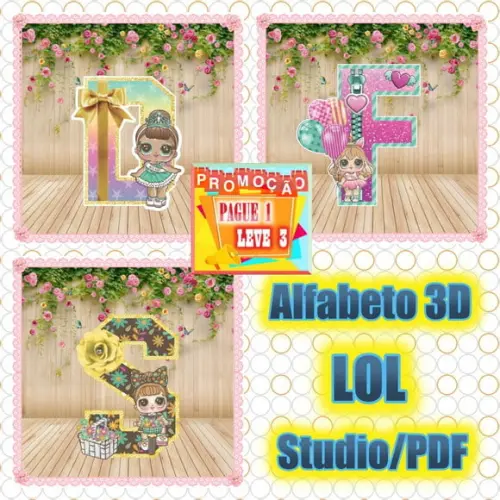 Arquivo de corte Alfabeto 3D -LOL *Studio/PDF