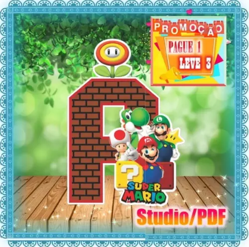 Arquivo de corte Alfabeto 3D -Super Mario Bross * Studio/PDF