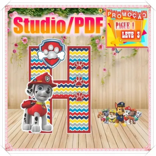 Arquivo de corte Alfabeto 3D Patrulha Canina *Studio/PDF