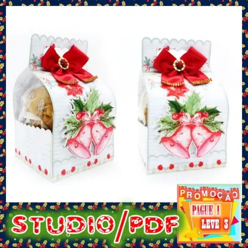 Arquivo de corte Bolsa com Alça para Panetone (500g) Natal
