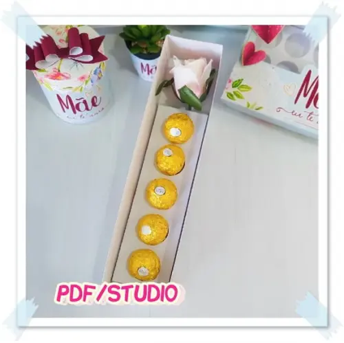 Arquivo de corte Caixa 05 Brigadeiros e 1 rosa Studio/PDF