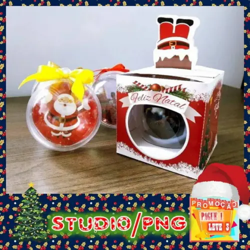 Arquivo de corte caixa 1 Esfera Natal Papai Noel