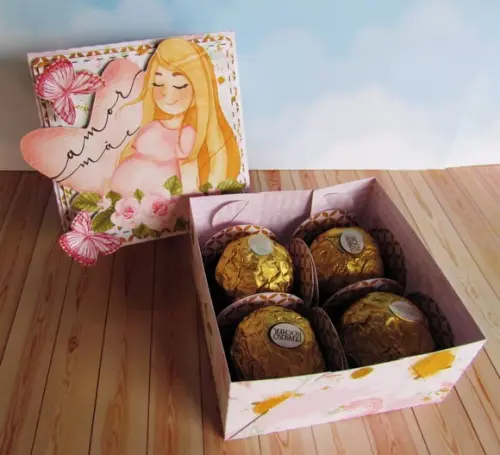 Arquivo de corte Caixa 4 doces Dia das Mães Studio/PDF