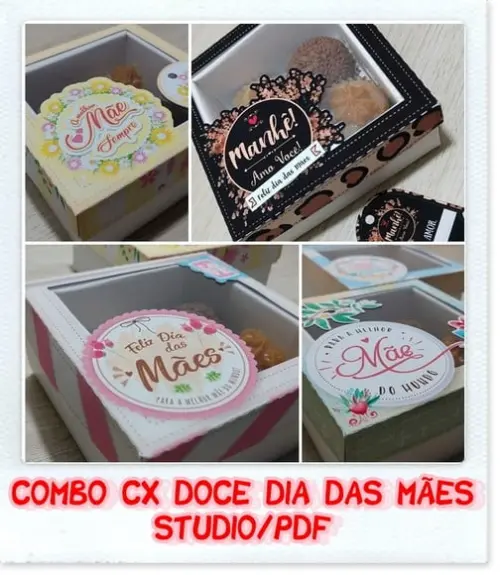 Arquivo de corte Caixa 4 doces Dia das Mães Studio