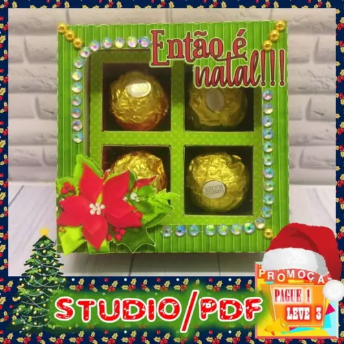 Arquivo de corte caixa 4 doces Natal