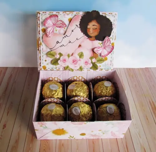 Arquivo de corte Caixa 6 doces Dia das Mães Studio/PDF