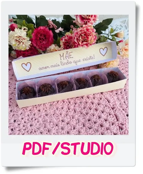 Arquivo de corte caixa 6 doces - Dia das Mães Studio/PDF