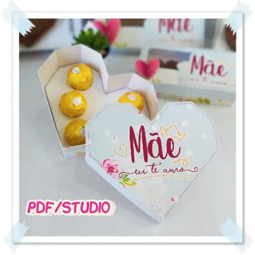 Arquivo de Corte Caixa coração - Dia das Mães Studio/PDF