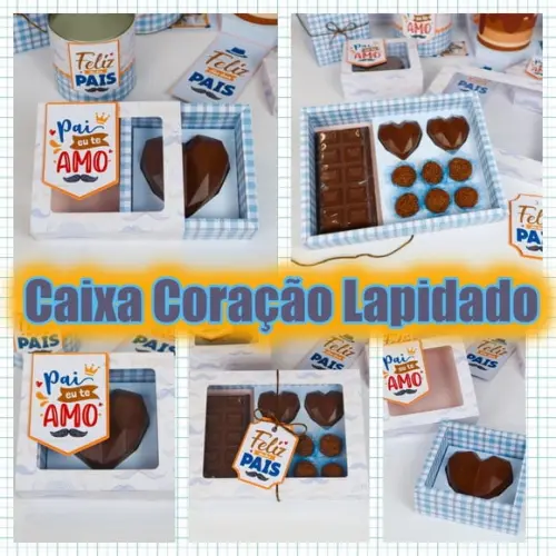 Arquivo de corte Caixa coração lapidado - Dia dos Pais
