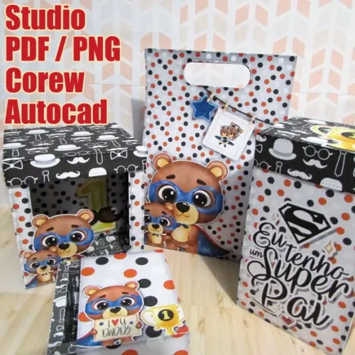 Arquivo de corte caixa Dia dos Pais *Studio/PDF/PNG/CDR*