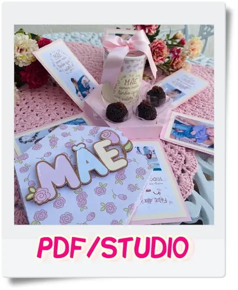 Arquivo de corte Caixa explosão - Dia das Mães Studio/PDF