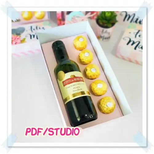 Arquivo de corte caixa Mini Vinho e 5 doces - Dia das Mães