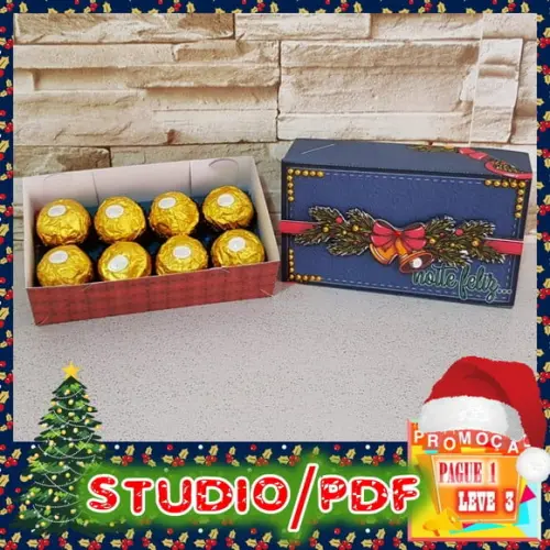 Arquivo de corte caixa para 10 doces Natal