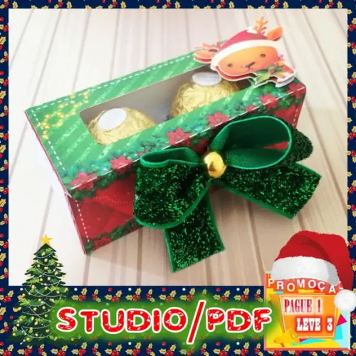 Arquivo de corte caixa para 2 doces Natal