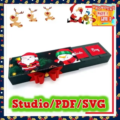 Arquivo de corte caixa para 3 doces Natal