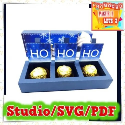 Arquivo de corte caixa para 3 doces Natal