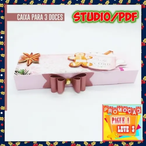 Arquivo de corte caixa para 3 doces Natal