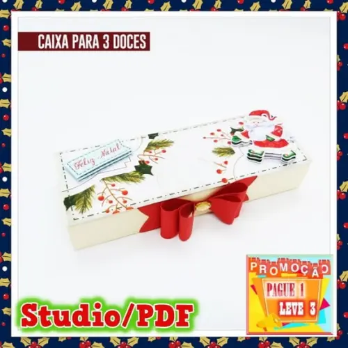 Arquivo de corte caixa para 3 doces Natal