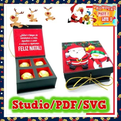 Arquivo de corte caixa para 4 doces Natal