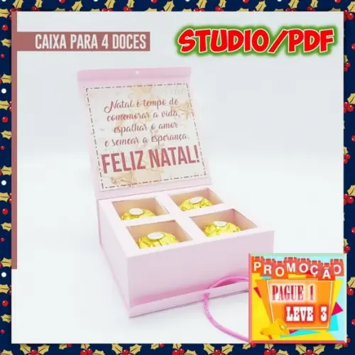 Arquivo de corte caixa para 4 doces Natal
