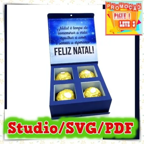 Arquivo de corte caixa para 4 doces Natal