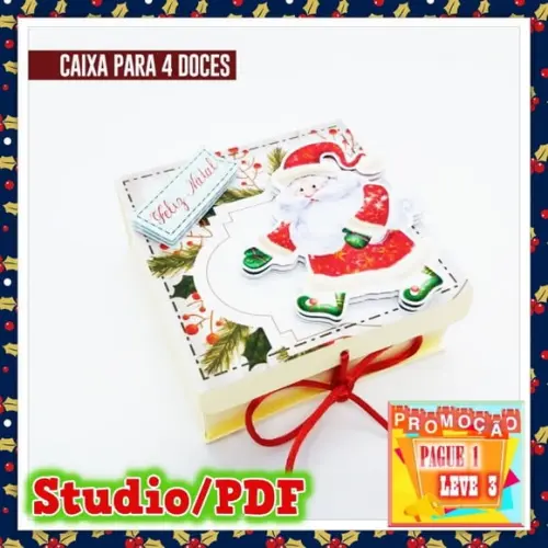 Arquivo de corte caixa para 4 doces Natal