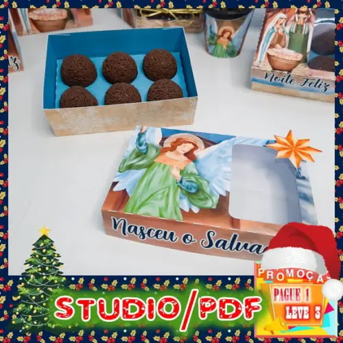 Arquivo de corte caixa para 6 doces Natal