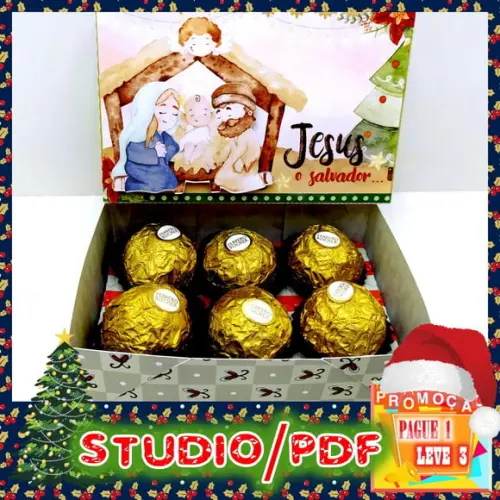 Arquivo de corte caixa para 6 doces Natal