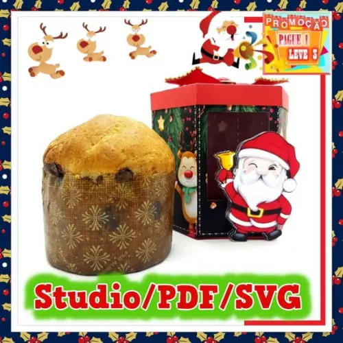 Arquivo de corte caixa para Panetone (500g) Natal