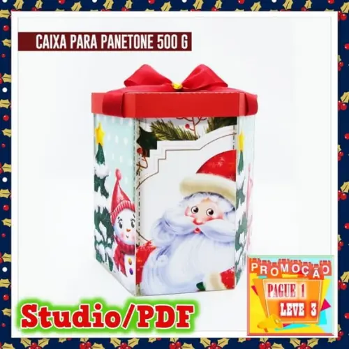 Arquivo de corte caixa para Panetone (500g) Natal