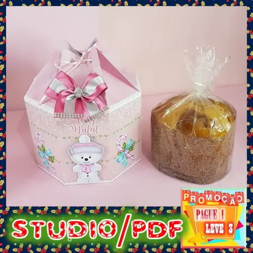 Arquivo de corte caixa para Panetone (500g) Natal