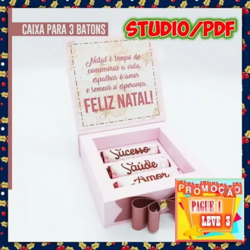 Arquivo de corte Caixa porta 3 Chocolate Baton Natal
