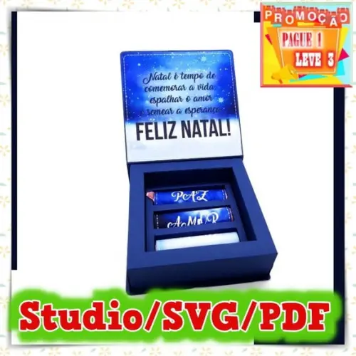Arquivo de corte Caixa porta 3 Chocolate Baton Natal