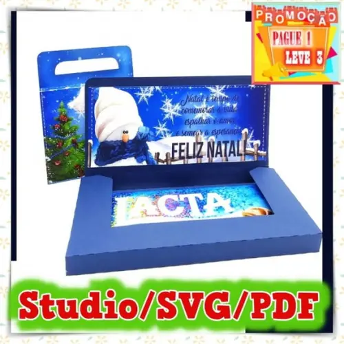 Arquivo de corte Caixa porta barra de Chocolate Natal