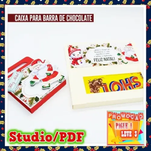 Arquivo de corte Caixa porta barra de Chocolate Natal