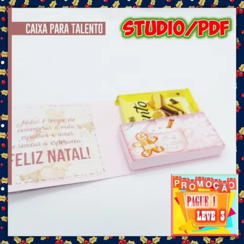 Arquivo de corte Caixa porta Chocolate Talento 90g Natal