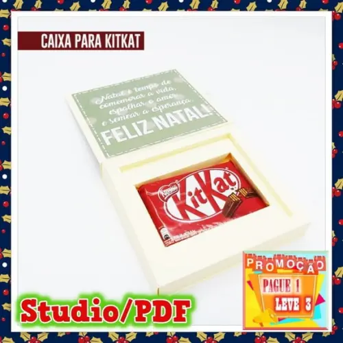Arquivo de corte Caixa porta kit kat Natal