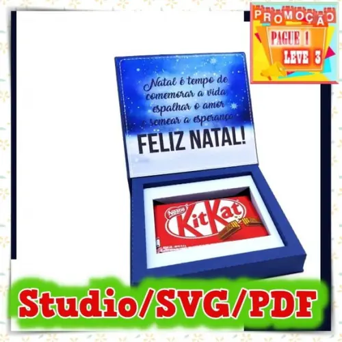 Arquivo de corte Caixa porta kit kat Natal