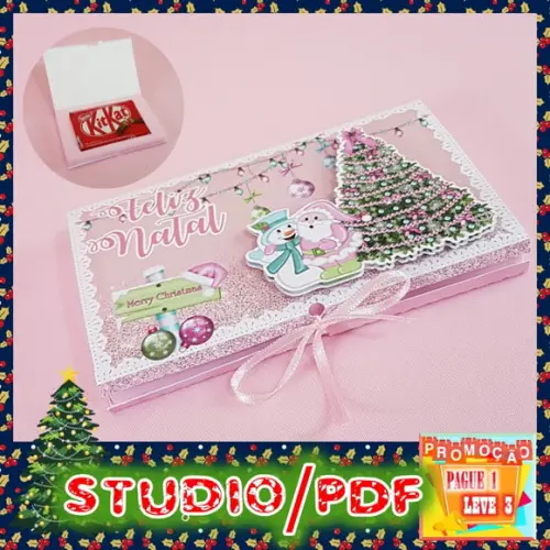 Arquivo de corte Caixa porta kit kat Natal