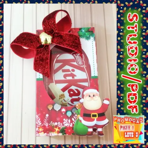 Arquivo de corte Caixa porta kit kat Natal