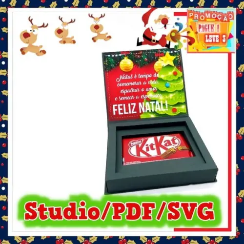 Arquivo de corte Caixa porta kit kat Natal