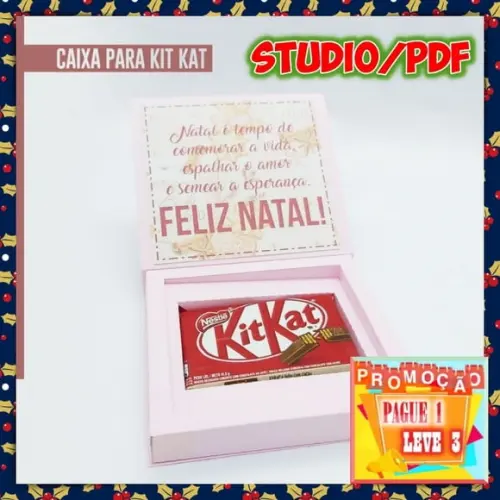 Arquivo de corte Caixa porta kit kat Natal