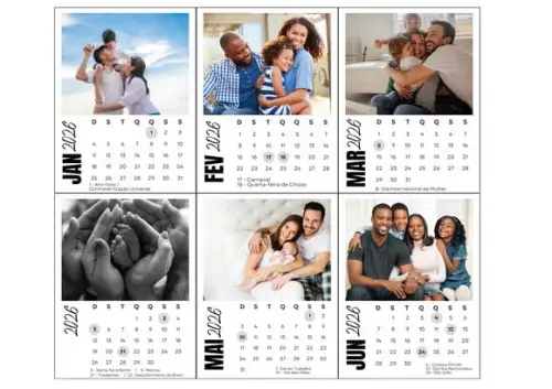 Arquivo de Corte Calendário Polaroid 2026 Png e Canva