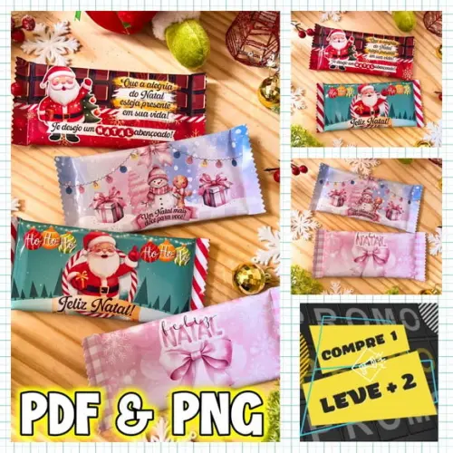 Arquivo de Corte Capa para Barra de Chocolate 80g Natal