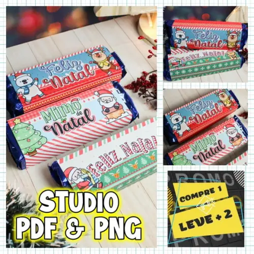 Arquivo de Corte Capa para Caixa de Chocolate Bis Natal