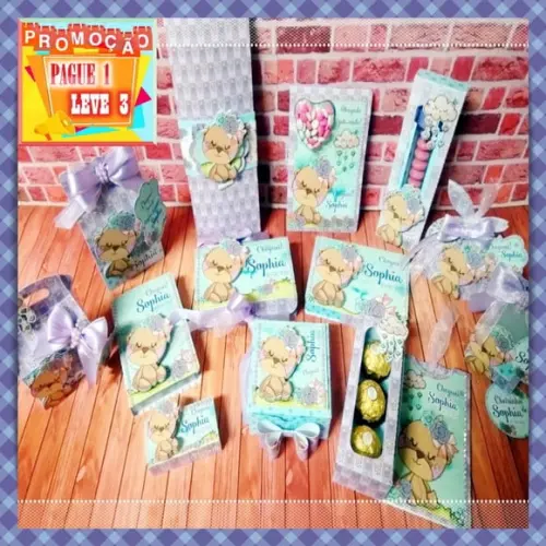 Arquivo de corte Chá de bebê Ursinha Lilas *Studio*