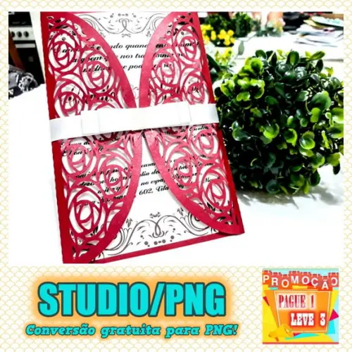 Arquivo de corte convite convite rendado vermelho Studio/PNG