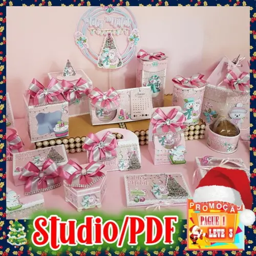 Arquivo de corte Natal Rosa *Studio/PDF